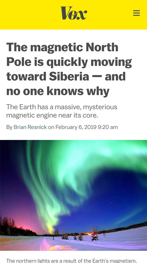 Zrzut ekranu witryny internetowej korzystającej z AMP.